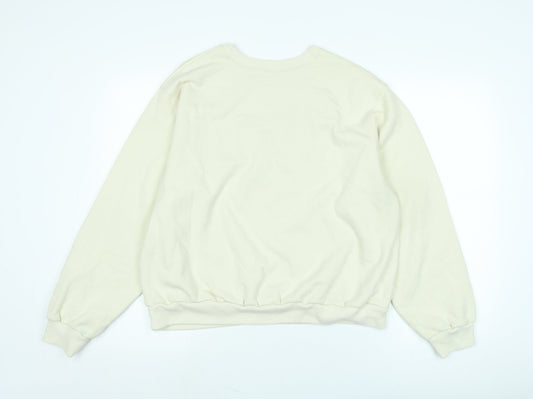 Hollister Mens Ivory Polyester Pullover Sweatshirt Size M - Logo - NEWPORT