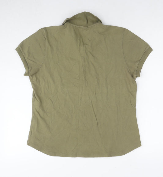 Gap Womens Green Cotton Basic Polo Size L Collared