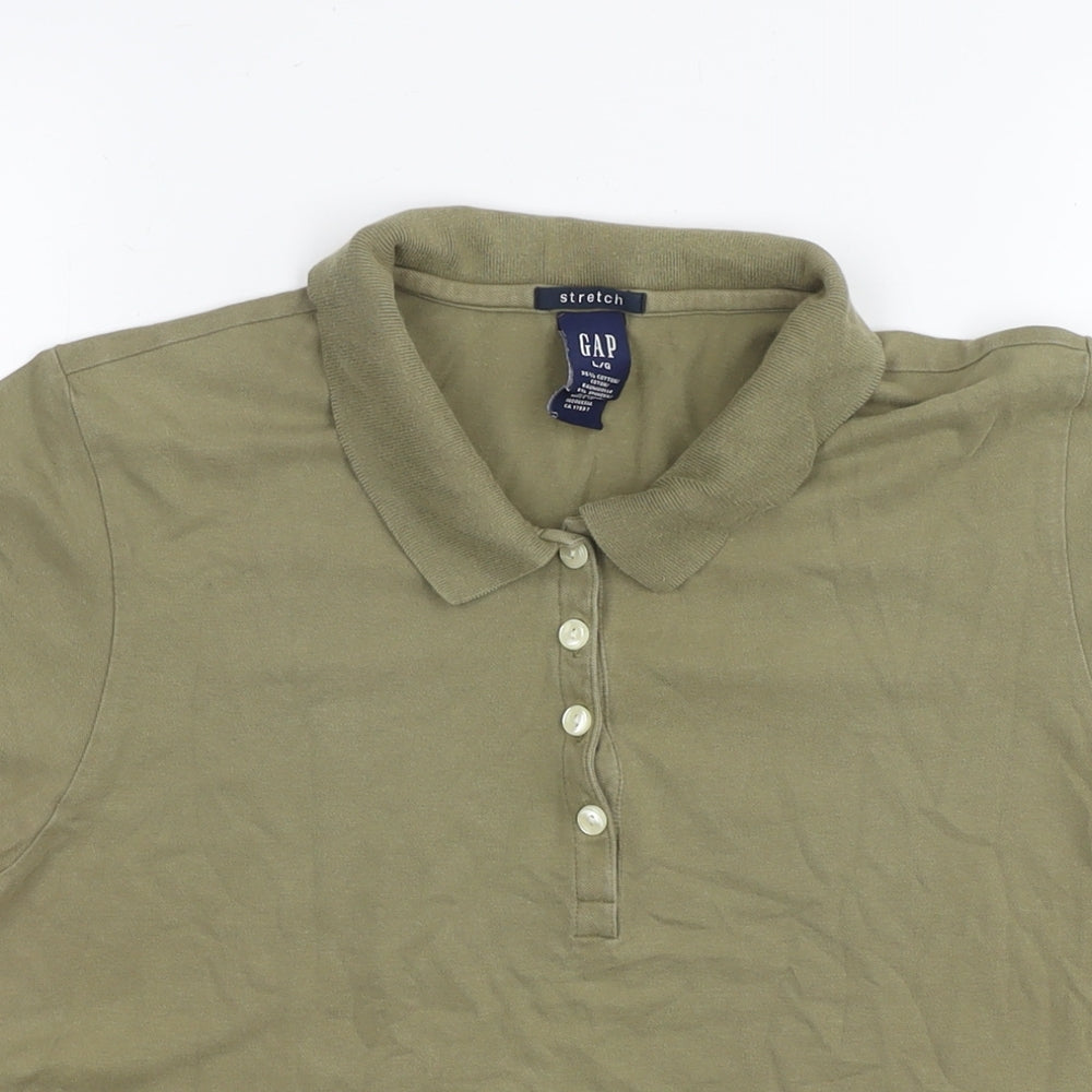 Gap Womens Green Cotton Basic Polo Size L Collared