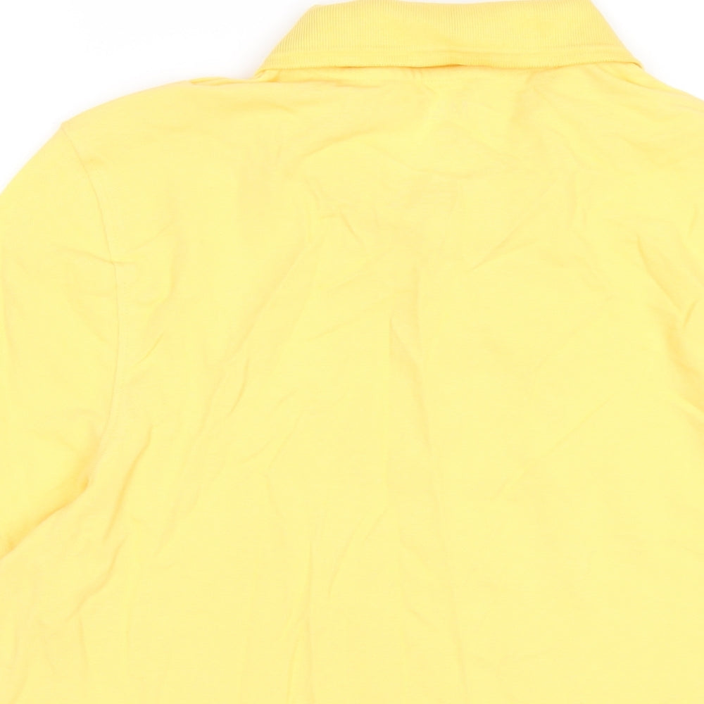 Marks and Spencer Boys Yellow Cotton Basic Polo Size 15-16 Years Collared Button