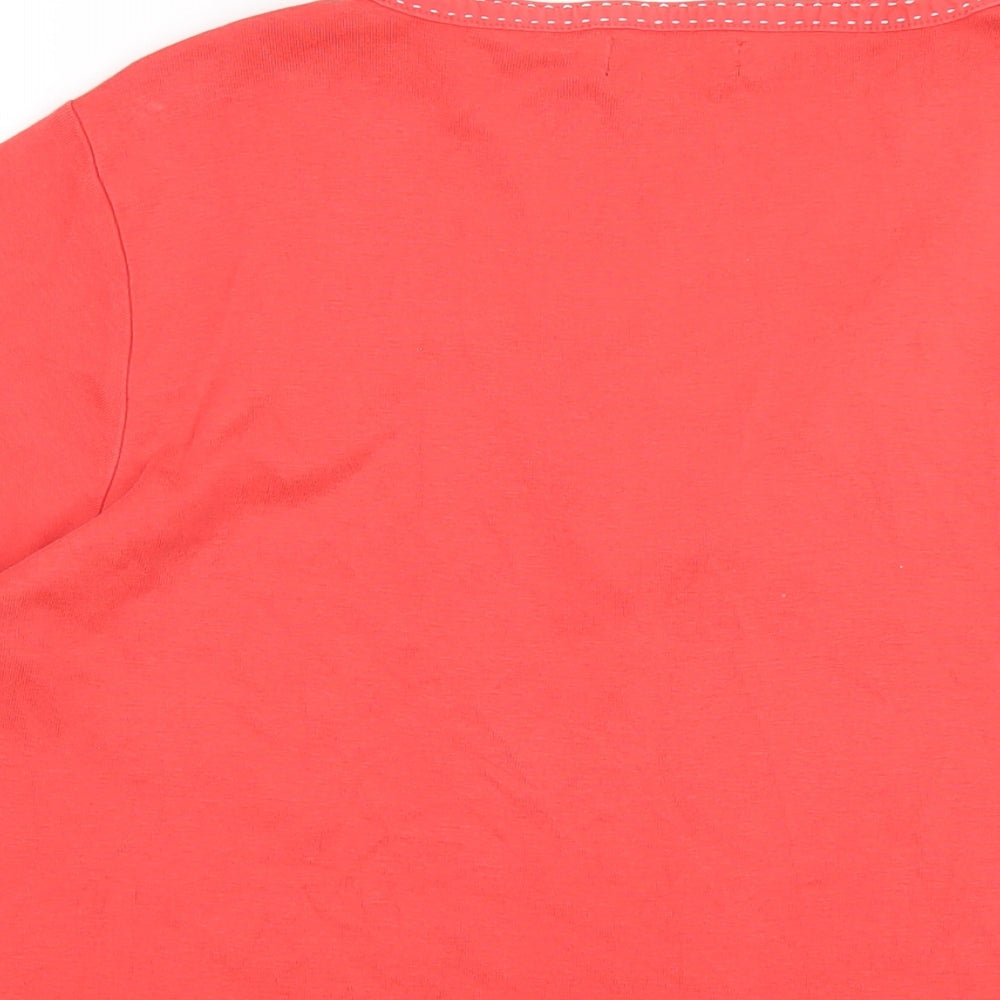 Brand and care label for Maine New England women’s red cotton basic t-shirt, size UK 20, round neck