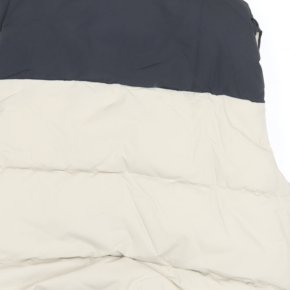 Brand and care label for Marks & Spencer boys’ beige quilted waistcoat, size 11-12, years snap
