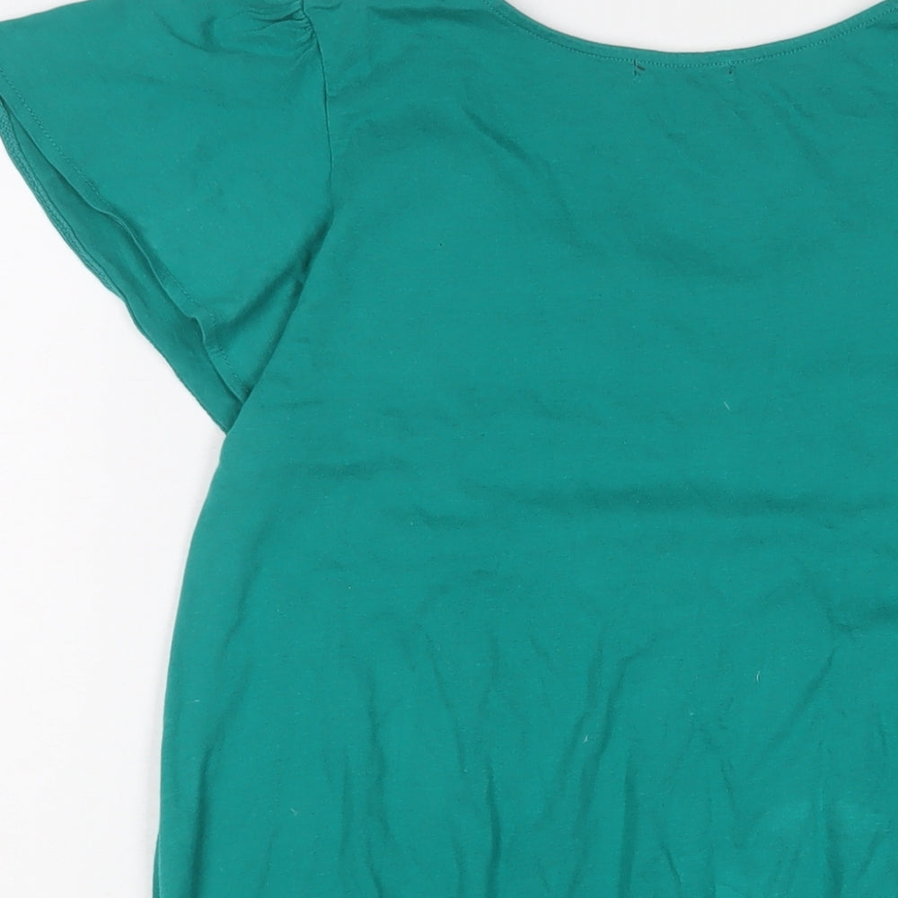 Brand and care label for Savoir women’s green cotton tunic t-shirt, size UK 10, scoop neck - sequins