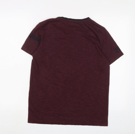 Maraton Mens Red Polyester Basic T-Shirt Size S Crew Neck Pullover