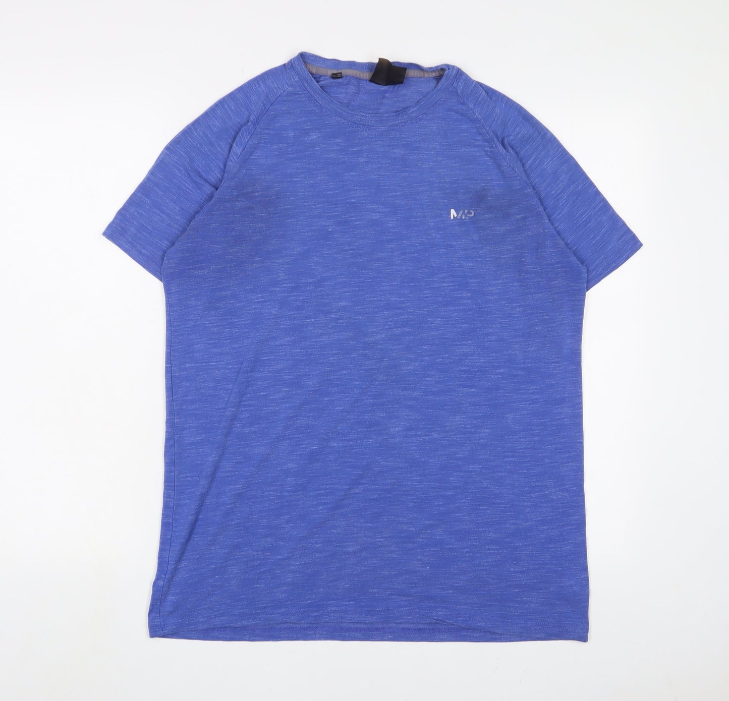 Myprotein Mens Blue Polyester Basic T-Shirt Size L Crew Neck Pullover - Logo