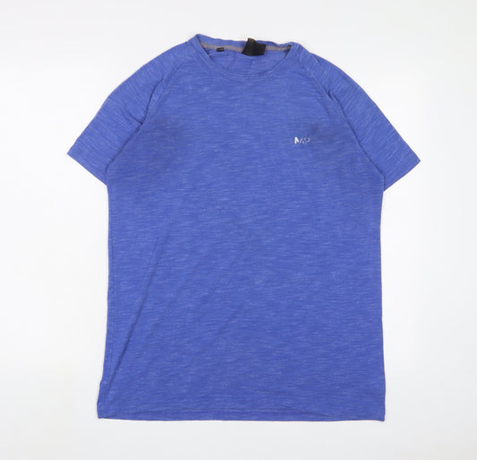 Myprotein Mens Blue Polyester Basic T-Shirt Size L Crew Neck Pullover - Logo