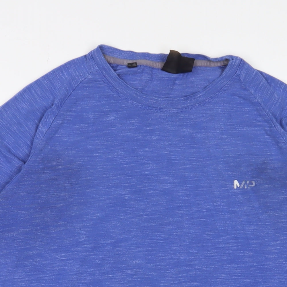 Myprotein Mens Blue Polyester Basic T-Shirt Size L Crew Neck Pullover - Logo