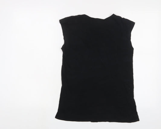 Gap Womens Black Cotton Basic T-Shirt Size S Scoop Neck