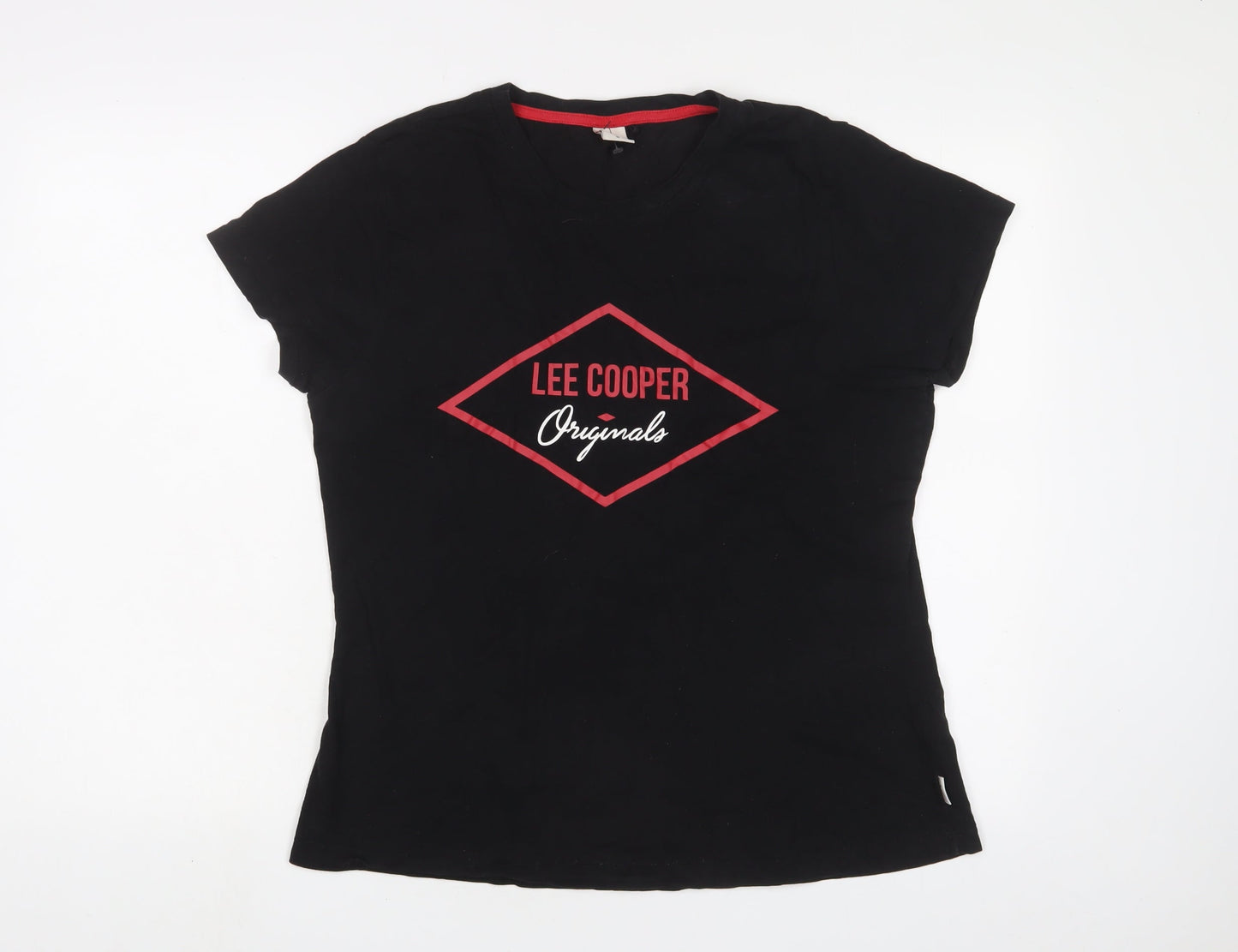 Lee Cooper Womens Black Cotton Basic T-Shirt Size 18 Crew Neck - Logo