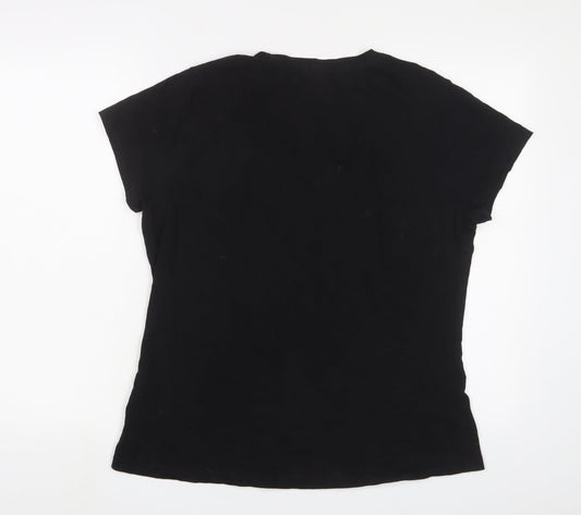 Lee Cooper Womens Black Cotton Basic T-Shirt Size 18 Crew Neck - Logo