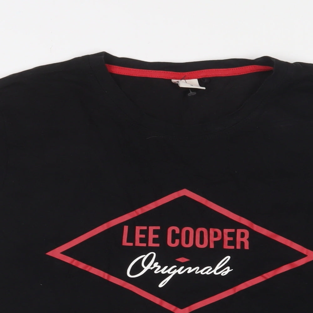 Lee Cooper Womens Black Cotton Basic T-Shirt Size 18 Crew Neck - Logo