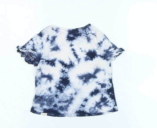 Gap Girls Blue Cotton Basic T-Shirt Size 3 Years Scoop Neck - Logo