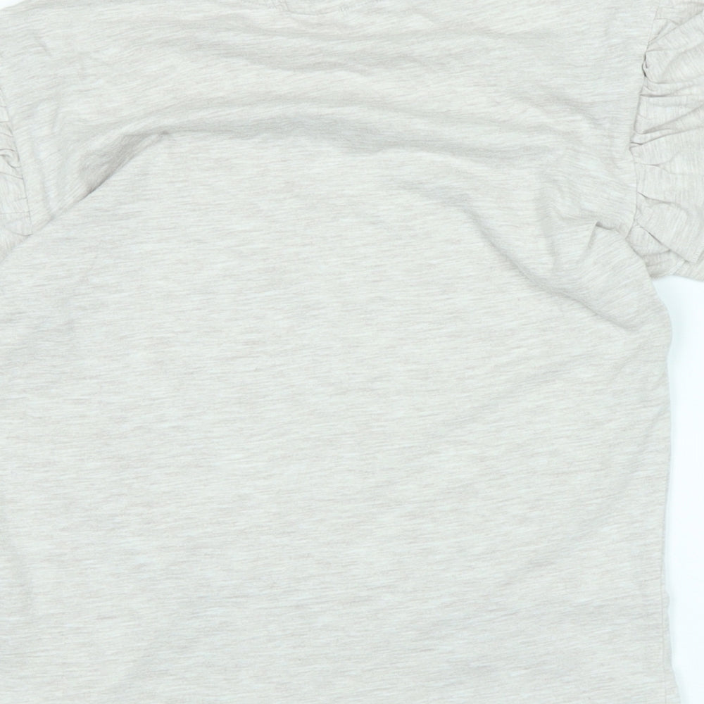 Brand and care label for Disney girls’ grey cotton basic t-shirt, years crew neck - logo -love - micky and friends- sequins .
