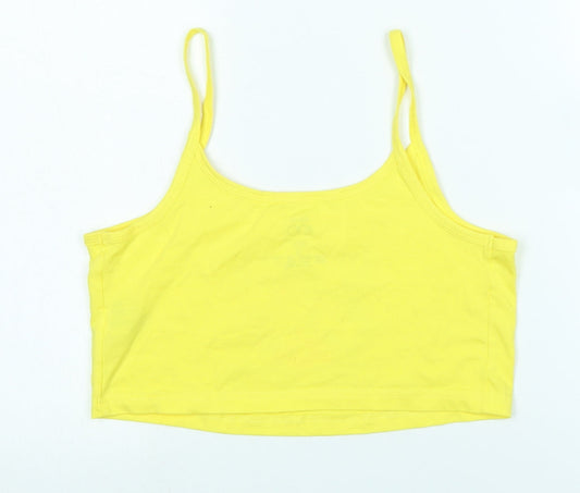 Disney Womens Yellow Cotton Camisole Tank Size S Square Neck - Logo - Enjoy the now