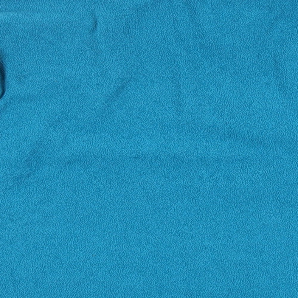 Brand and care label for Atlas for Men men’s blue polyester pullover sweatshirt, size L