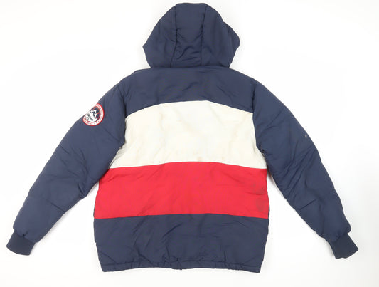 ellesse Mens Blue Puffer Jacket Jacket Size S Zip - Logo Hooded