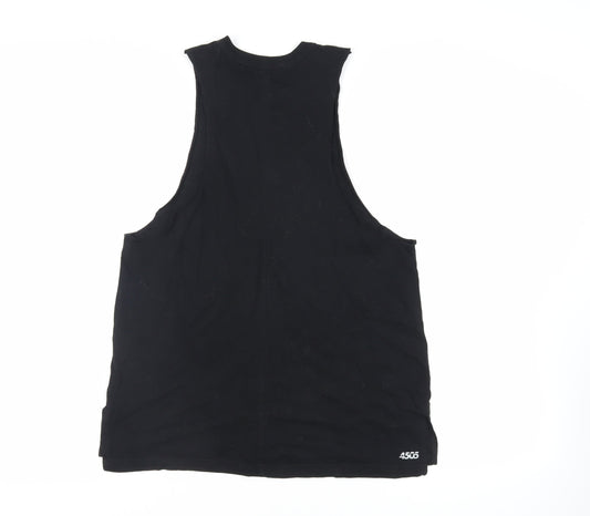 aso Womens Black Cotton Pullover Tank Size 10 Crew Neck Pullover - Gym Workout Running