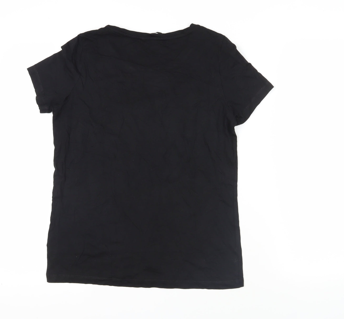 VERO MODA Womens Black Cotton Basic T-Shirt Size M Round Neck - Iceland
