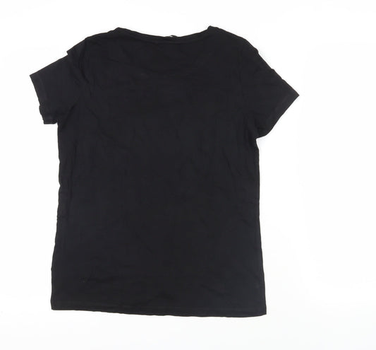 Womens UK Size M VERO MODA Black Cotton T-Shirt