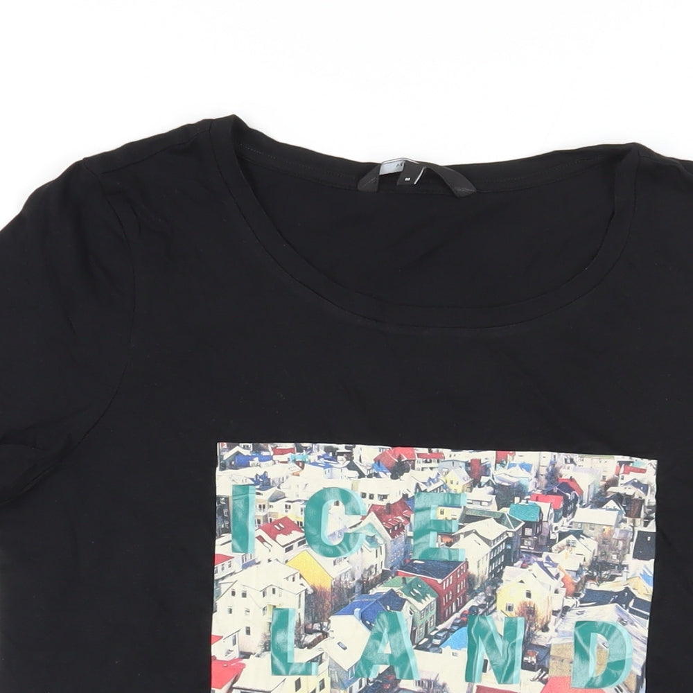 VERO MODA Womens Black Cotton Basic T-Shirt Size M Round Neck - Iceland