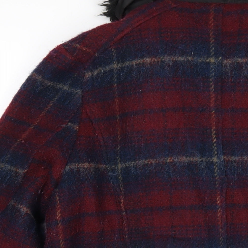 Therapy Womens Red Plaid Overcoat Coat Size 18 Zip