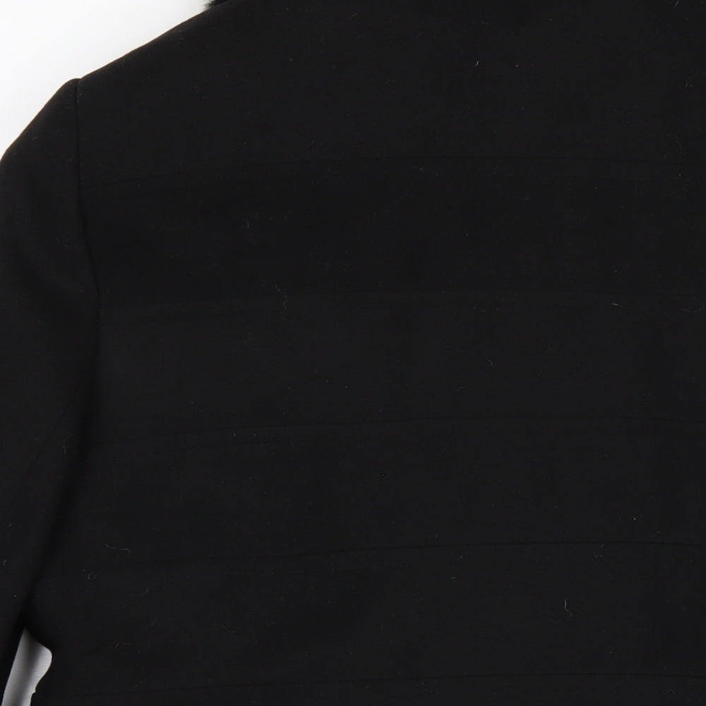 Brand and care label for Red Herring women’s black pea coat coat, size UK 16, button