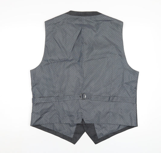 Burton Mens Grey Polyester Jacket Suit Waistcoat Size XL Regular