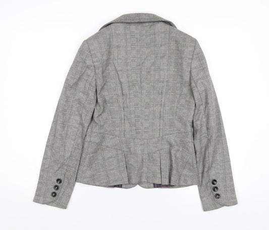 NEXT Womens Grey Plaid Polyester Jacket Blazer Size 8