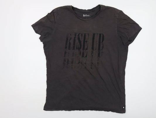 Additional front view of Lee Cooper men’s grey cotton t-shirt, size L, crew neck