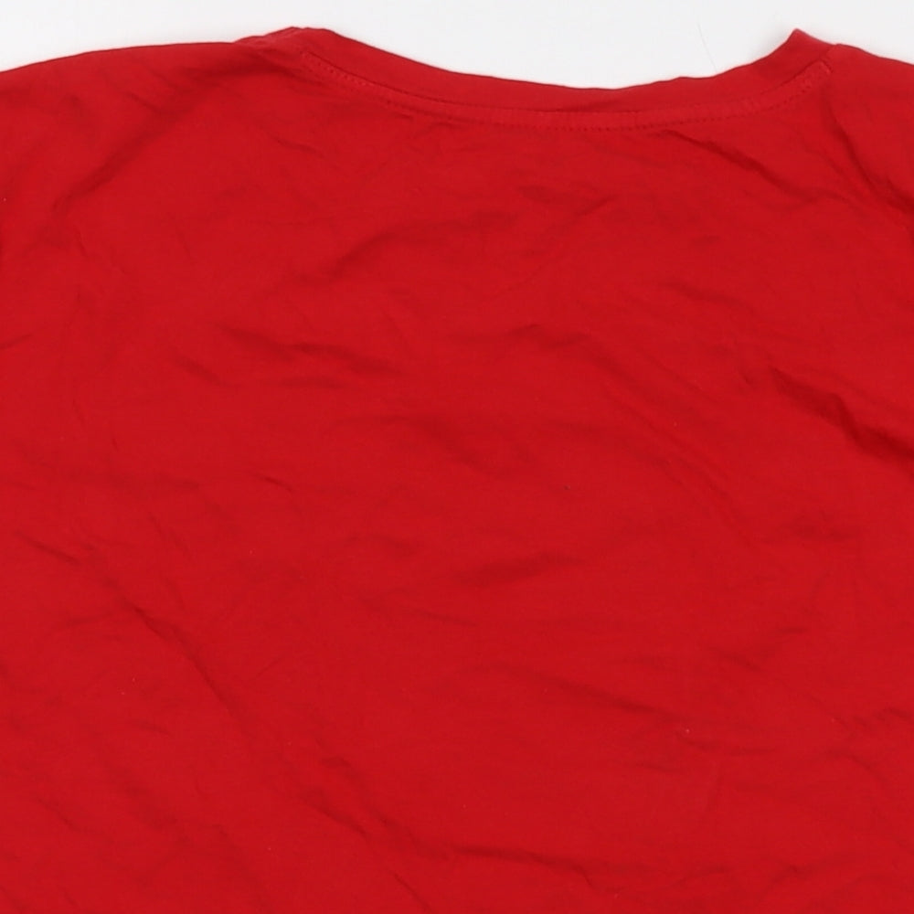 Disney Womens Red Cotton Basic T-Shirt Size 10 Crew Neck - The Winnie Pooh Christmas
