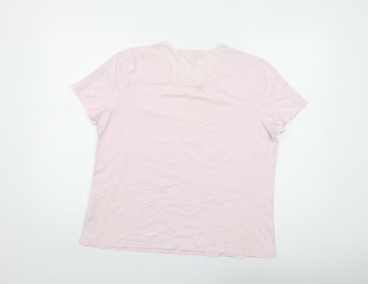 Lands' End Womens Pink Cotton Basic T-Shirt Size 14 Round Neck
