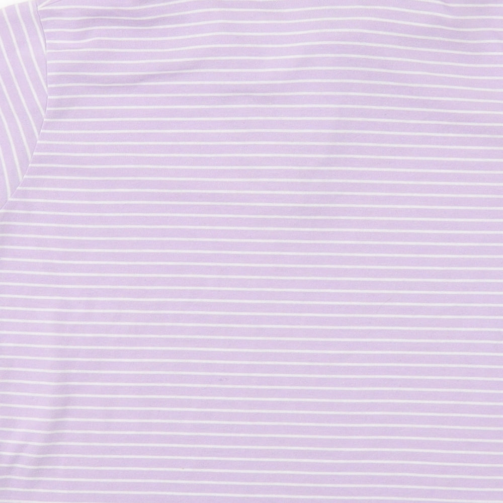 Reebok Womens Purple Striped Polyester Basic Polo Size 14 Collared