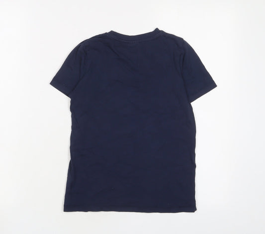 NERF Boys Blue Cotton Basic T-Shirt Size 7-8 Years Crew Neck Pullover