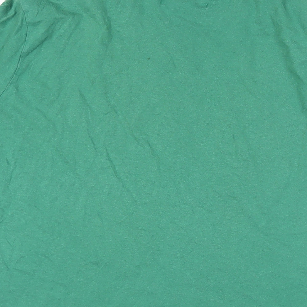 Pull&Bear Womens Green Cotton Basic T-Shirt Size S Crew Neck - Lucky Clover