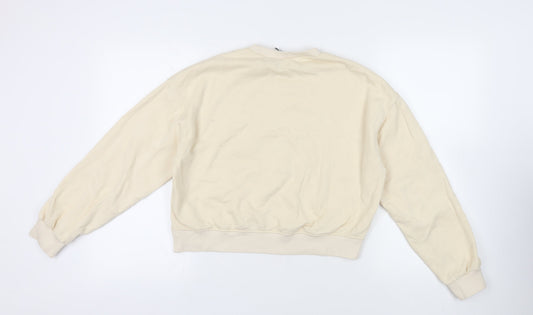 Divided by H&M Womens Ivory Cotton Pullover Sweatshirt Size S Pullover