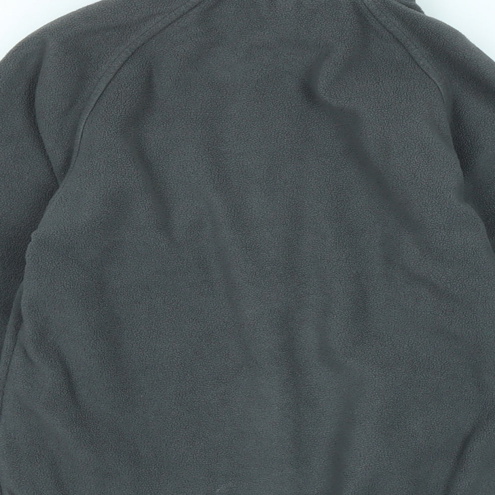 Brand and care label for Hi Gear boys’ grey jacket, size 7-8, years zip - logo