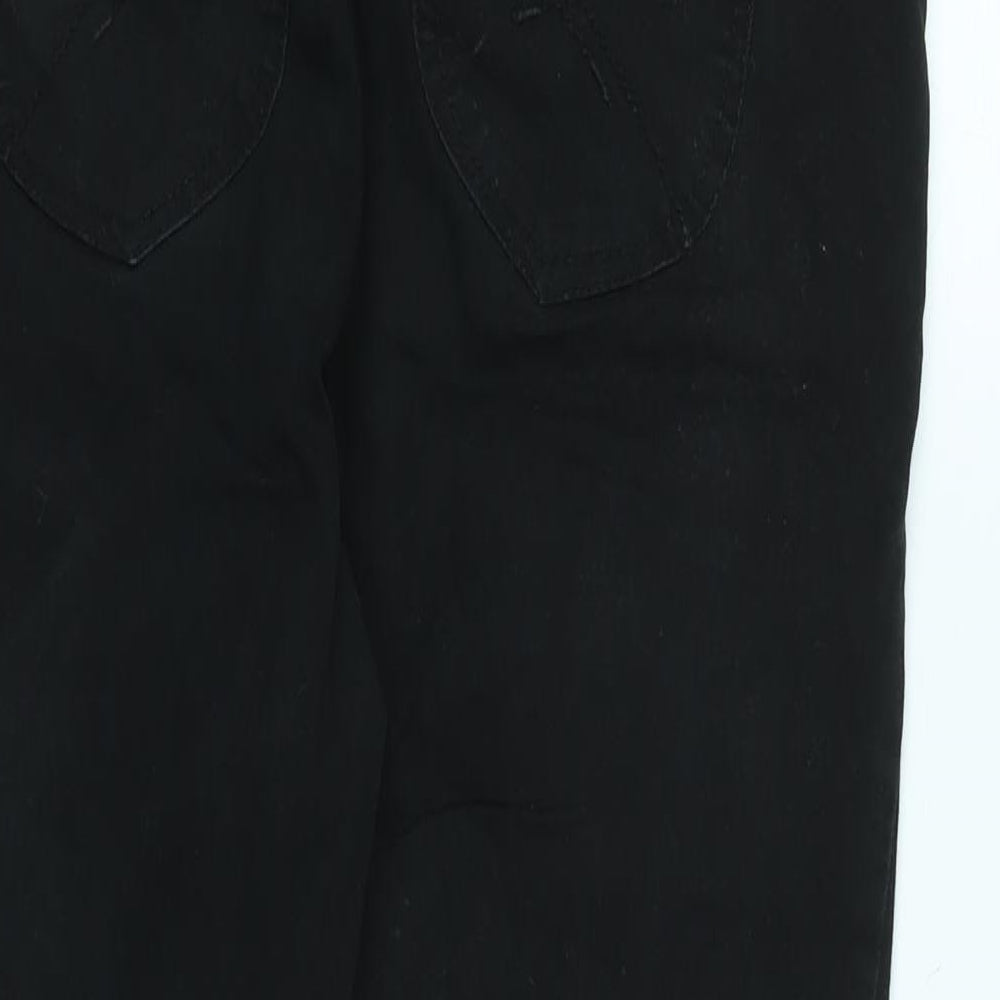 Brand and care label for Red Herring women’s black cotton straight jeans, size UK 12, 30-inch leg regular zip
