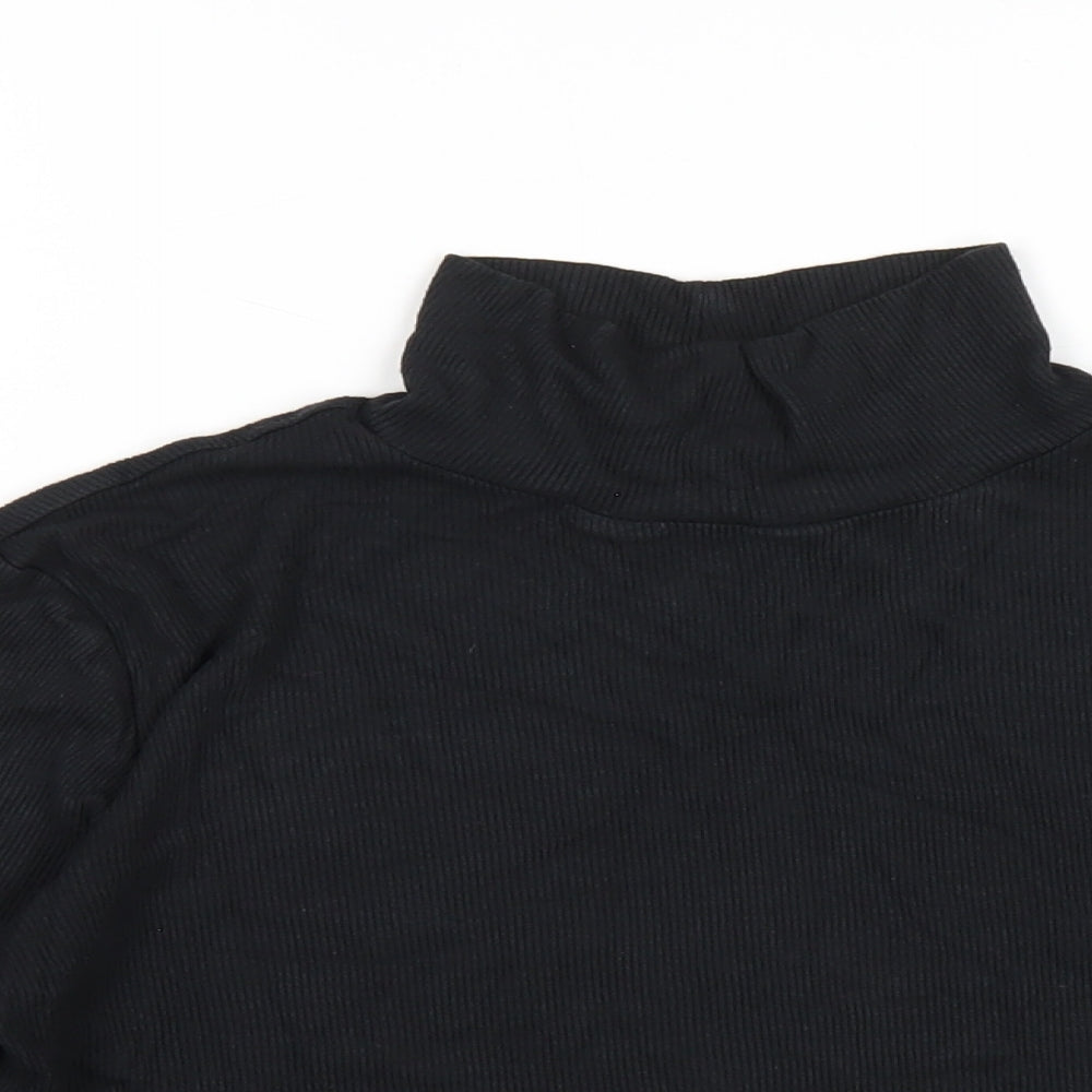 French Connection Womens Black Viscose Basic T-Shirt Size L Mock Neck