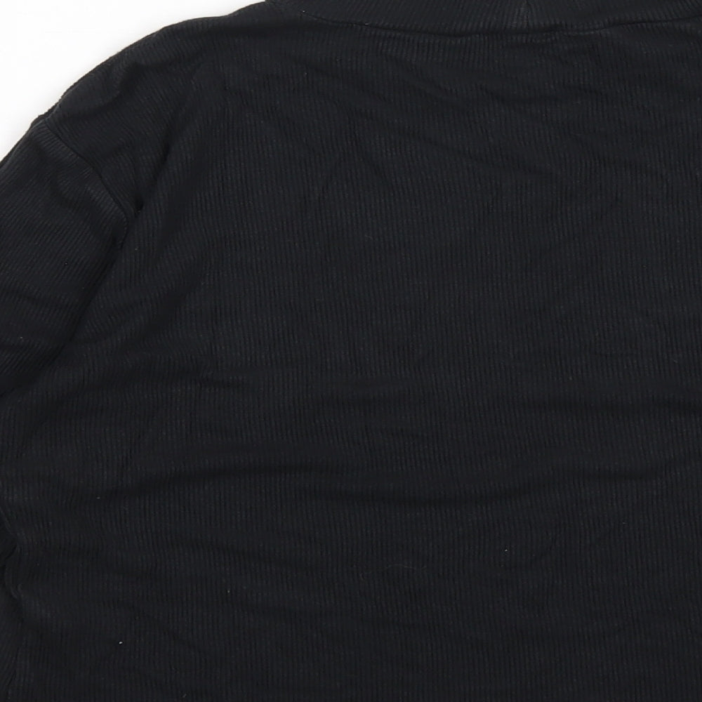 French Connection Womens Black Viscose Basic T-Shirt Size L Mock Neck