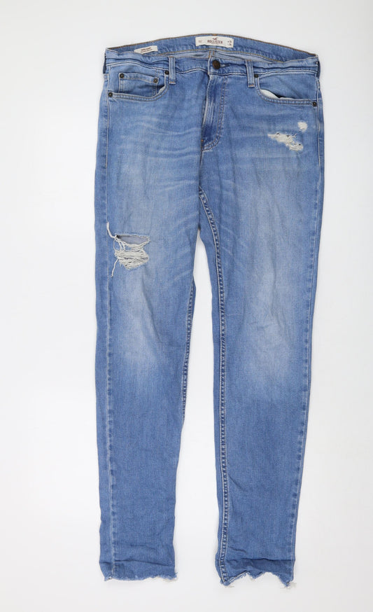 Hollister Mens Blue Cotton Straight Jeans Size 34 in L36 in Regular Button