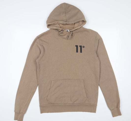11 Degrees Mens Brown Cotton Pullover Hoodie Size Xs - Logo