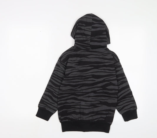Bubble Boys Grey Animal Print Cotton Full Zip Hoodie Size 6 Years Zip