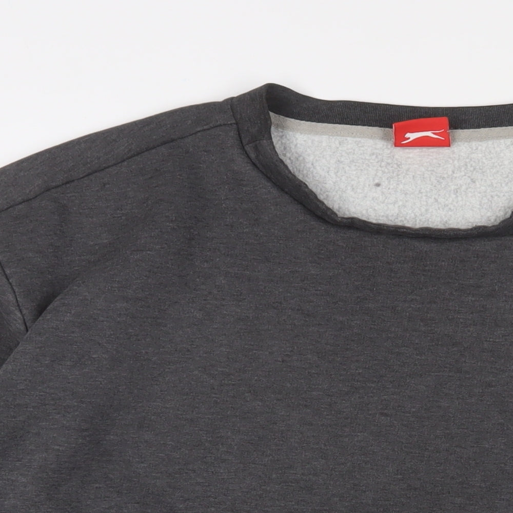 Slazenger Mens Grey Cotton Pullover Sweatshirt Size L - Logo, Embroidered