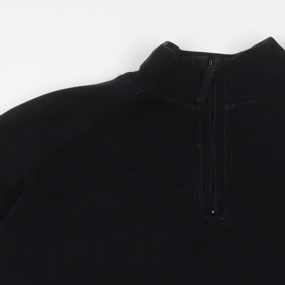 Duck and Cover Mens Black Cotton Pullover Sweatshirt Size L - 1/2 Zip