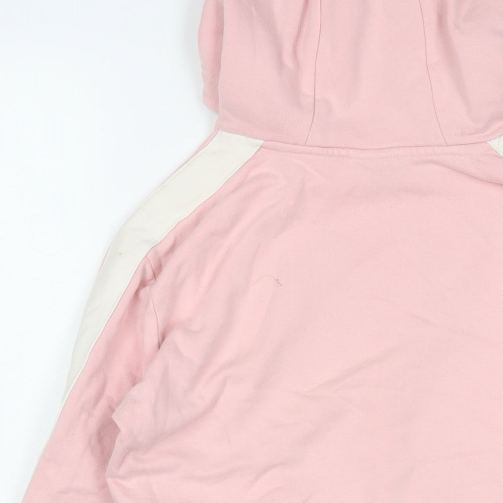 Brand and care label for Ellesse women’s pink cotton pullover hoodie, size UK 6, pullover - logo
