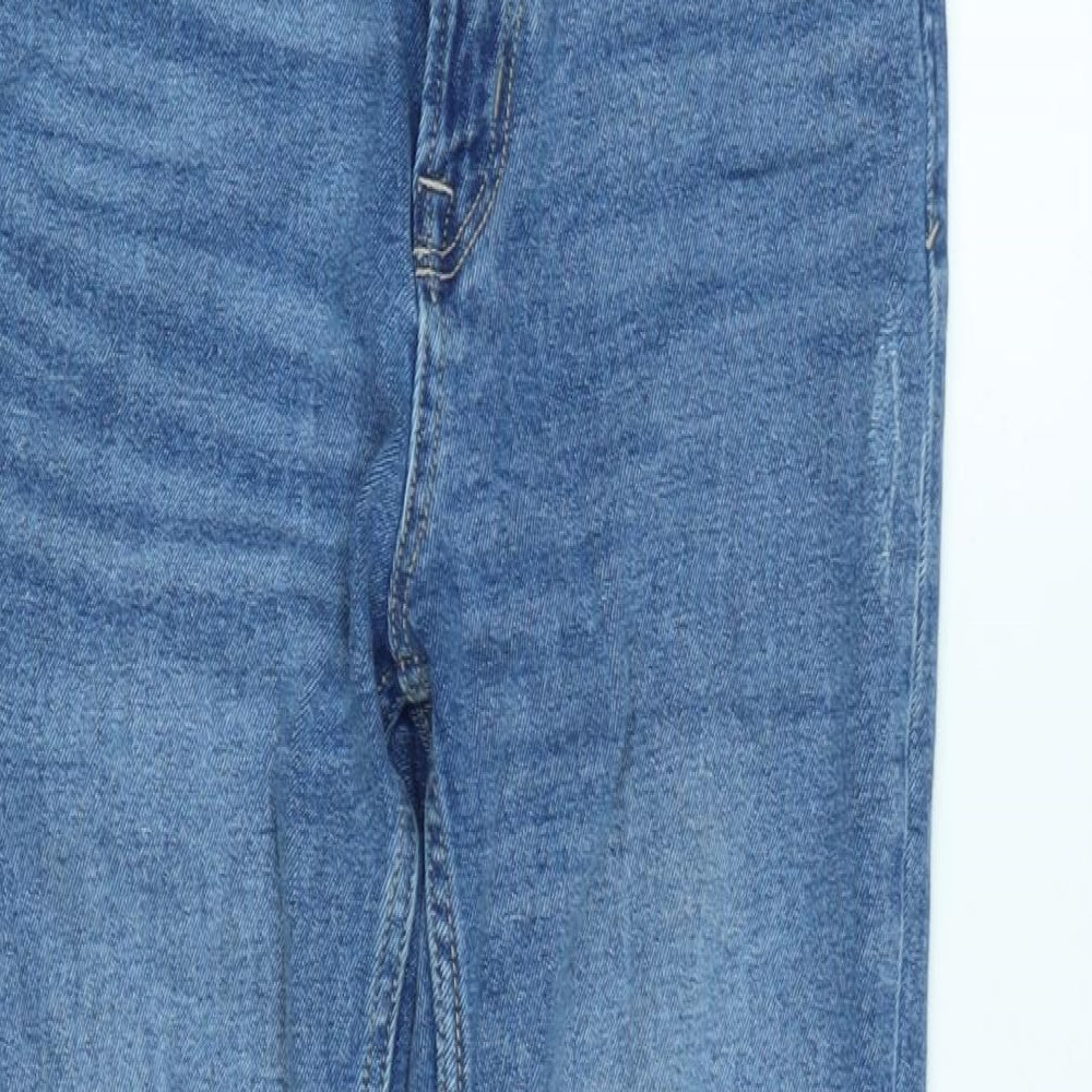 Stradivarius Womens Blue Cotton Blend Straight Jeans Size 10 L26 in Regular Zip