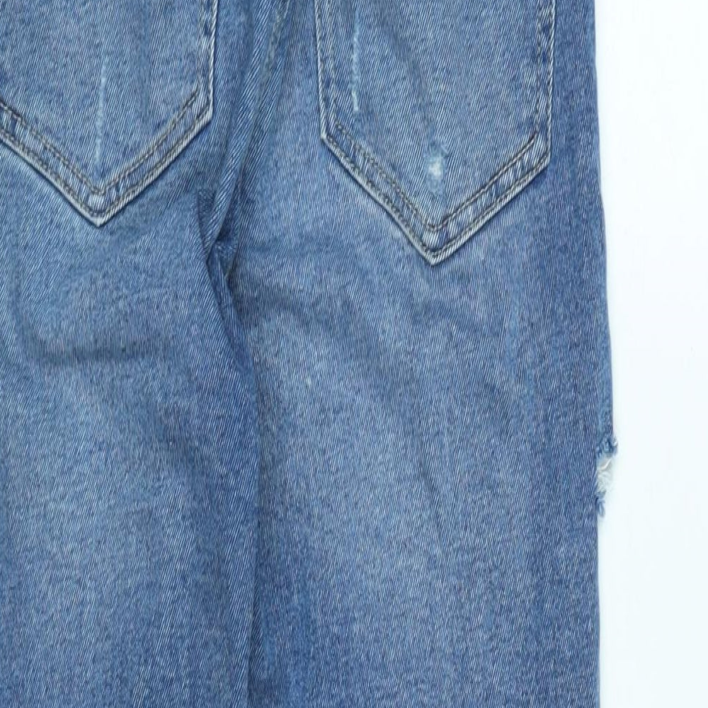 Stradivarius Womens Blue Cotton Blend Straight Jeans Size 10 L26 in Regular Zip