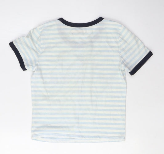Hollister Women's Blue Striped Ringer T-Shirt, Size S