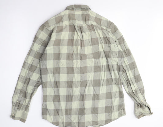 Gap Men's Medium Beige Checked Button-Up Shirt