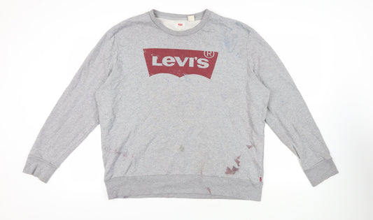 Levi's Mens Grey Cotton Pullover Sweatshirt Size 2XL - Logo